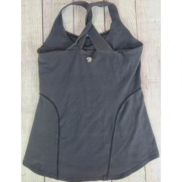 Mountain Hardware Tank Top Women's Small Charcoal Gray Built-In Bra Twist Back - Picture 2 of 6